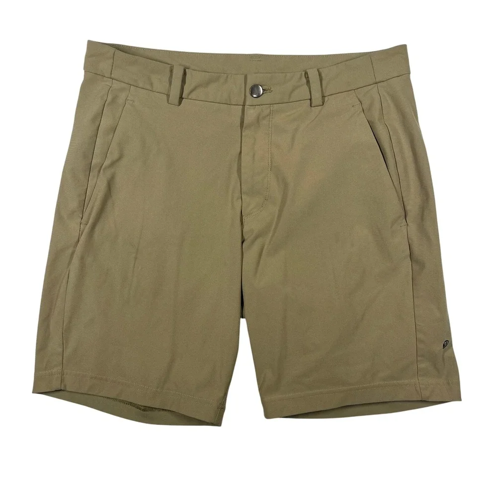 Lululemon Commission Shorts Mens 34 Tan Performance Golf Chino Tech *Flaw